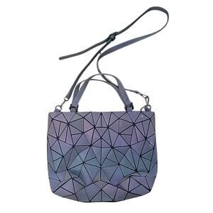 Geometric Iridescent Purple Shoulder Bag with Removable Strap